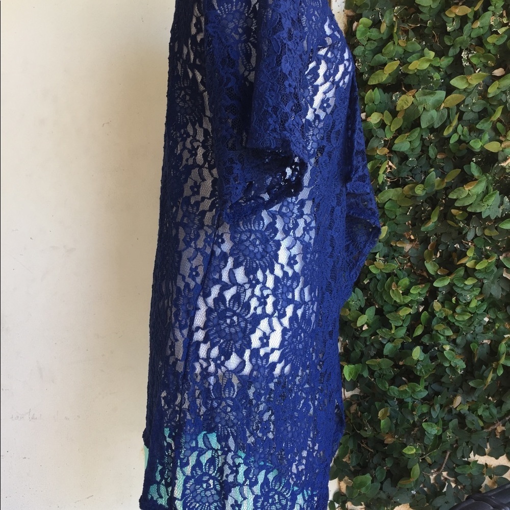 LULAROE Blue Fringe Kimono Lightweight Summer Casual Vacation Small BNWT - Picture 5 of 7